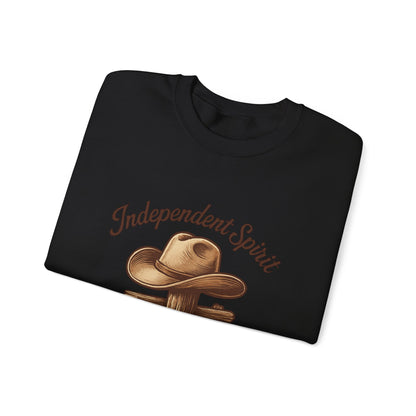 Crewneck Sweatshirt — "Independent Spirit, Quiet Swagger" Western Hat Graphic