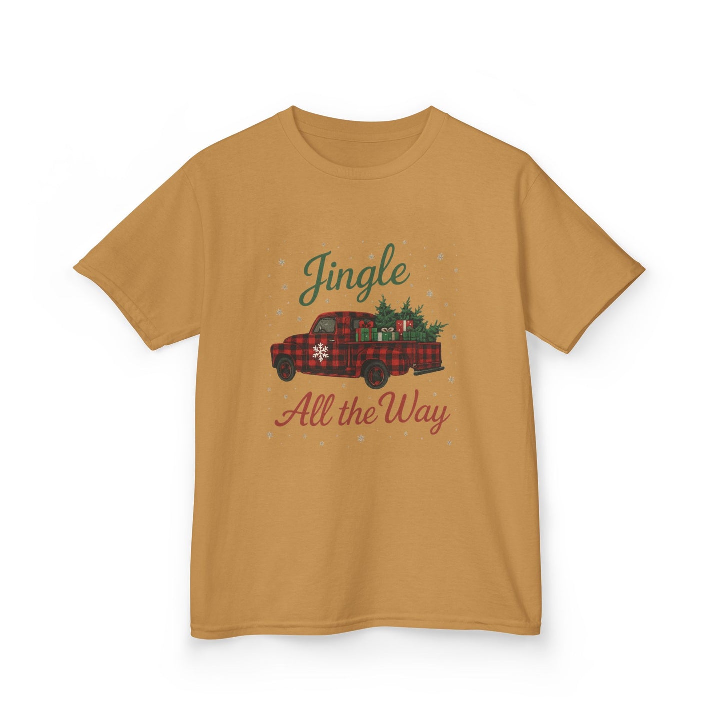 Jingle All The Way Dino Truck Kids Christmas Tee
