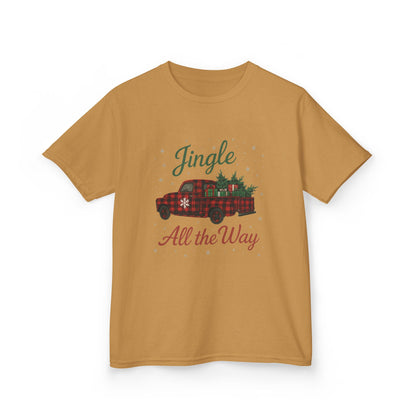 Jingle All The Way Dino Truck Kids Christmas Tee