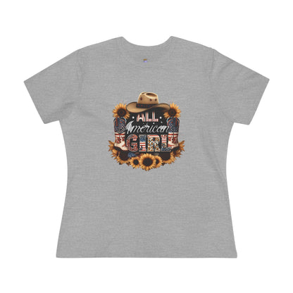 Rustic American Girl Tee, Country Style Shirt, Summer Outfit, Gift for Her, Everyday Casual Wear, Farmhouse Fashion