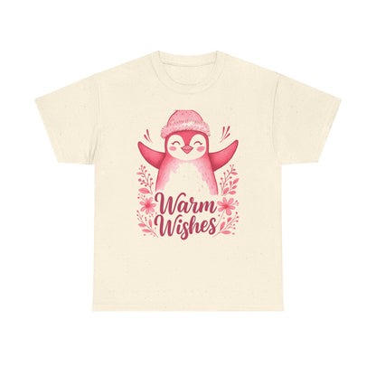 Warm Wishes Pink Penguin Tee - Holiday Tee