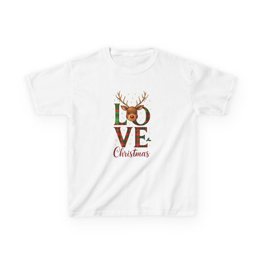 Love Christmas Dinosaur Kids Tee - Holiday Fun!