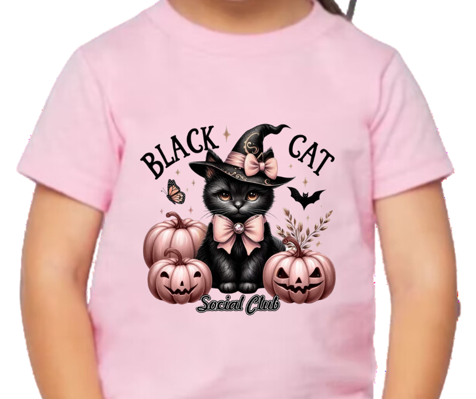 Black Cat Society Club Halloween Kid T-Shirt