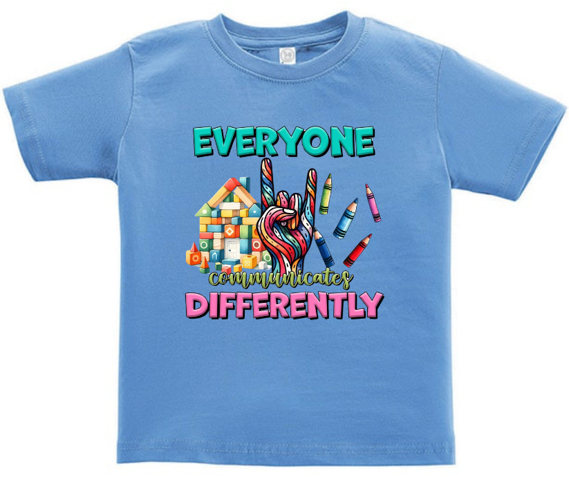 Everyone Communicates Differently Autism Kid T-Shirt