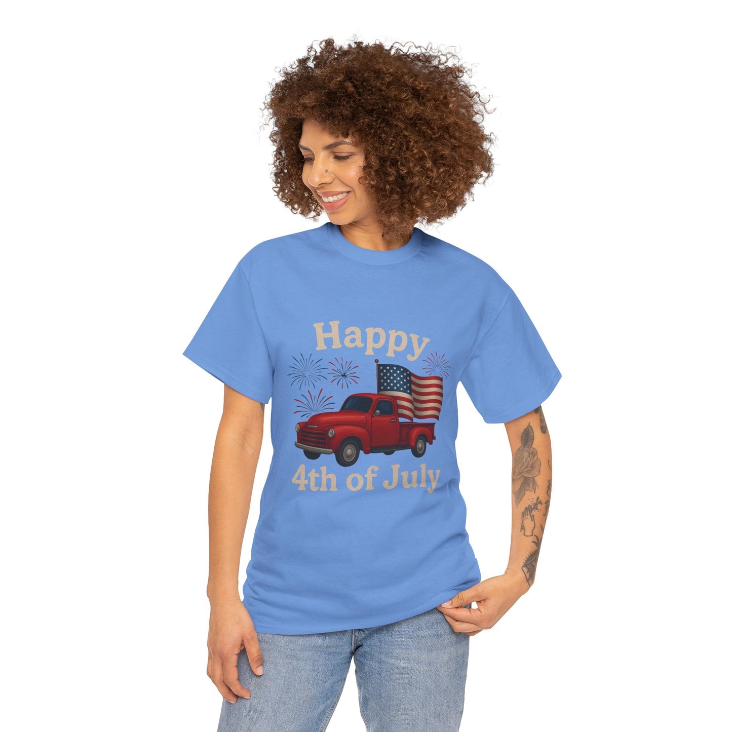 🚙 Happy 4th of July Truck Tee – Patriotic Vintage Pickup Shirt
