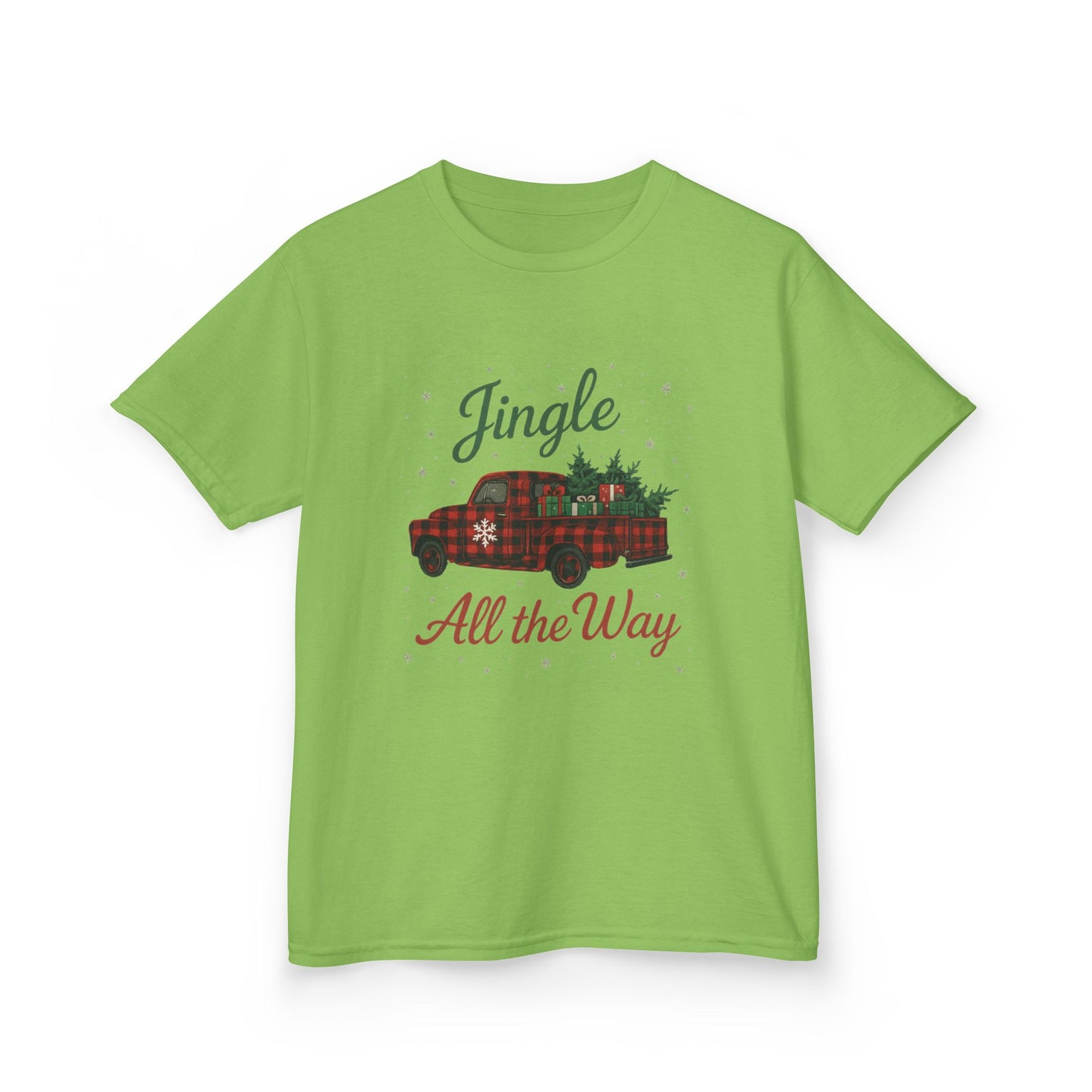 Jingle All The Way Dino Truck Kids Christmas Tee