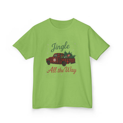 Jingle All The Way Dino Truck Kids Christmas Tee