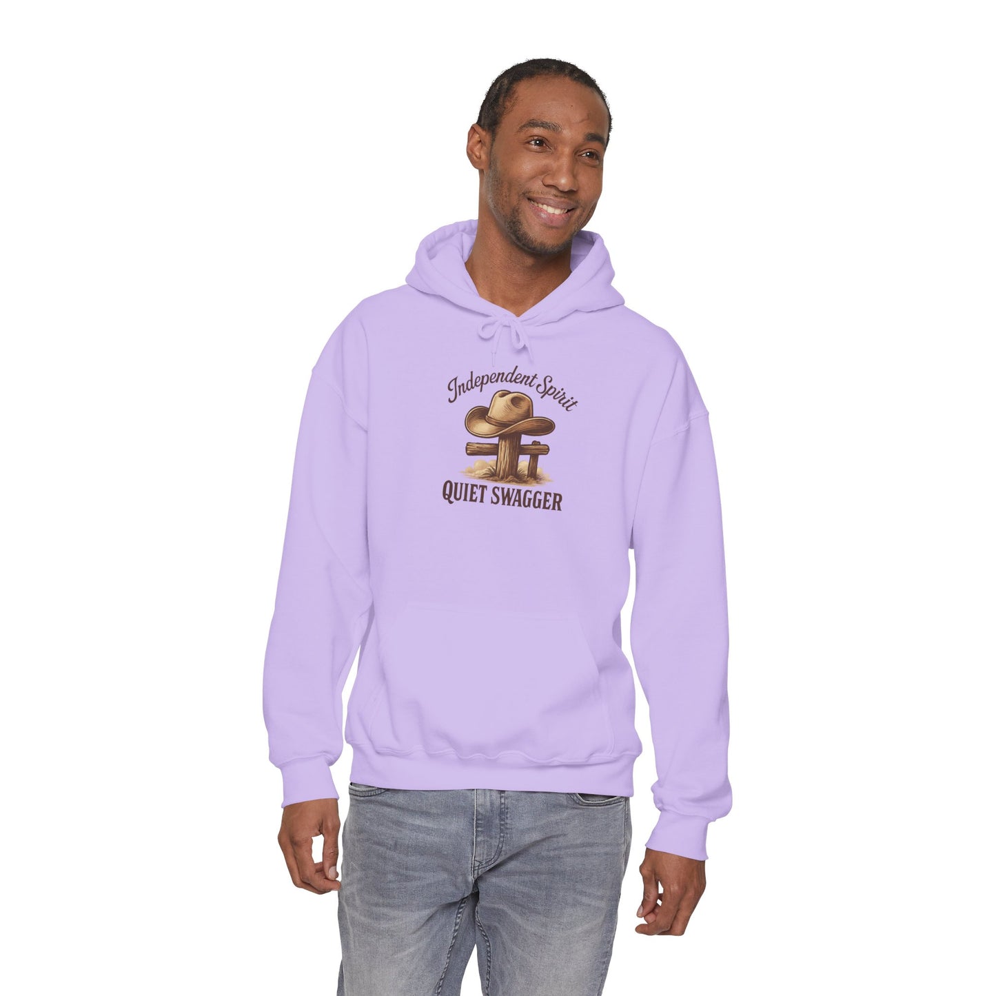 Quiet Swagger Hoodie – "Independent Spirit" Cowboy Hat Graphic Pullover