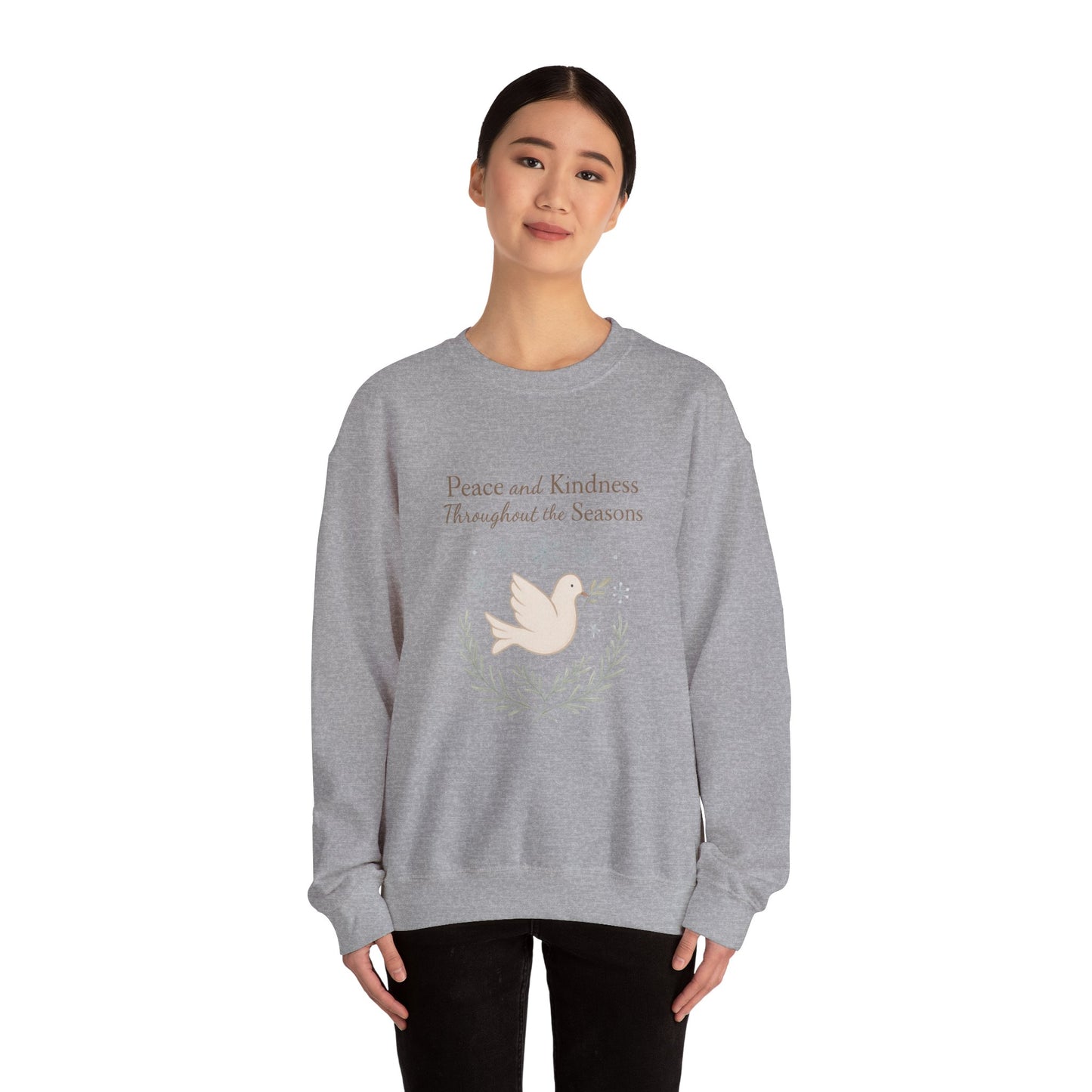 Peace and Kindness Crewneck Sweatshirt — Dove Holiday Sweatshirt