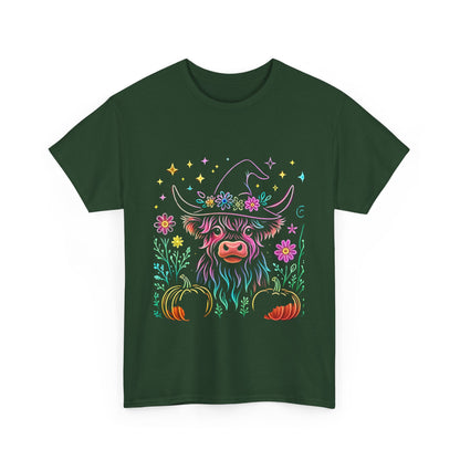 🎃 Magical Highland Cow Tee – Witchy Pumpkin Farm Shirt