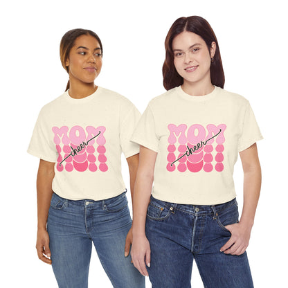 MOM Cheer – Pink Bubble Letter Spirit Tee