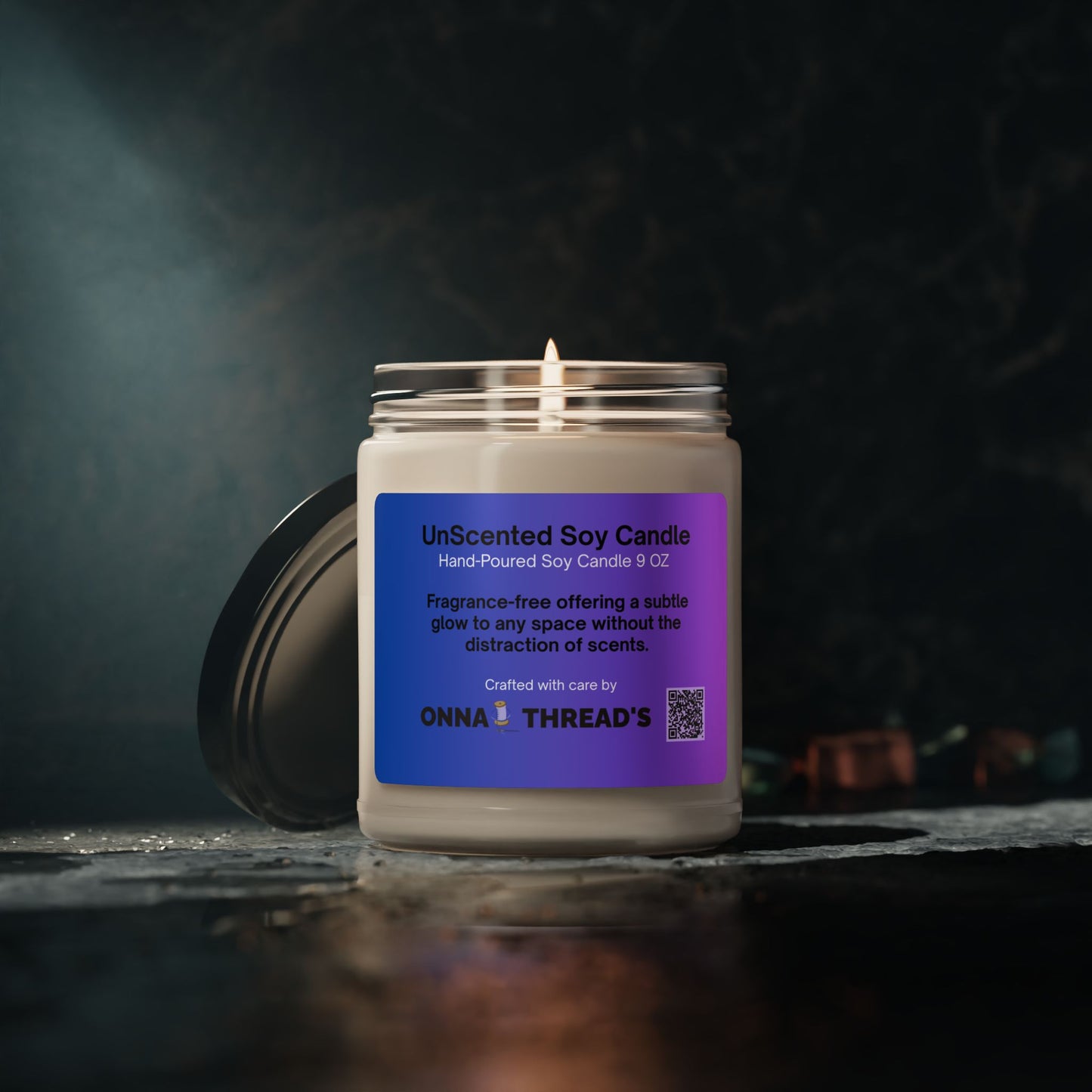 Unscented Candle eco-friendly and non-toxic materials, including 100% natural soy wax