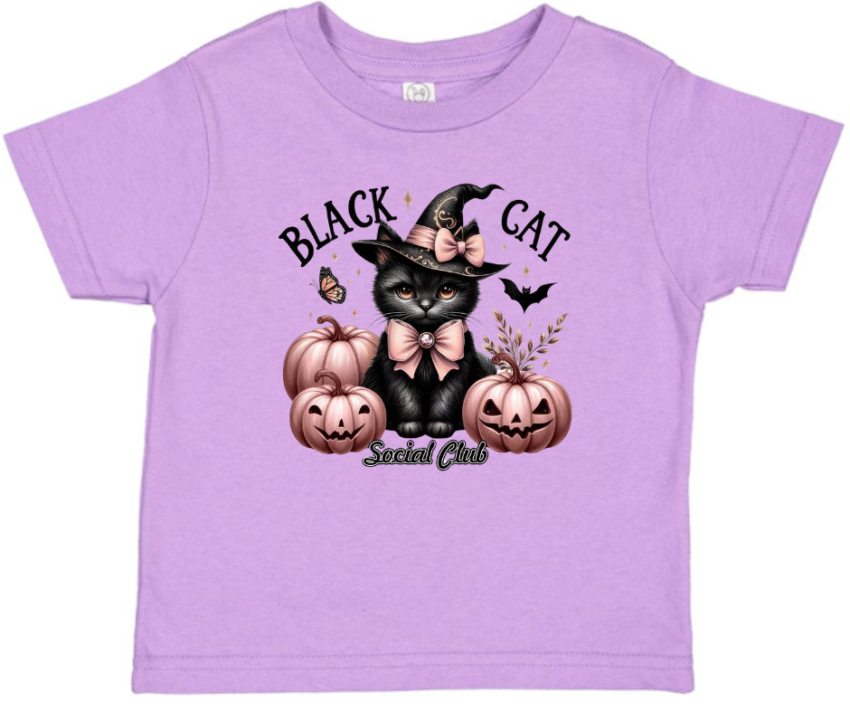 Black Cat Society Club Halloween Kid T-Shirt