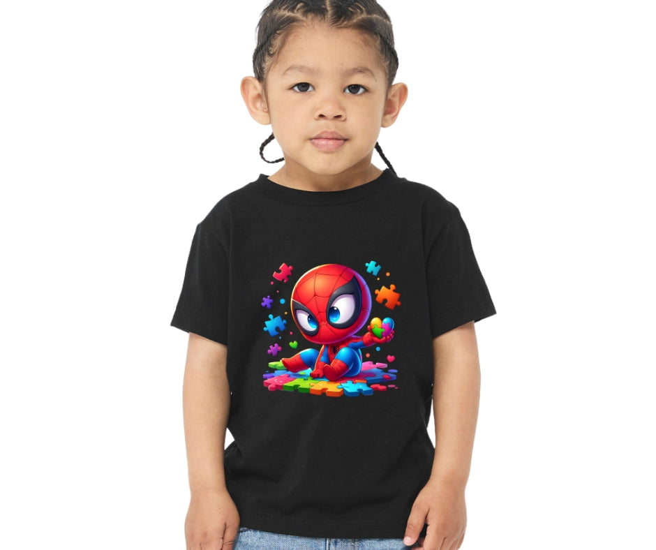 Spiderman Autism Kid Black T-Shirt