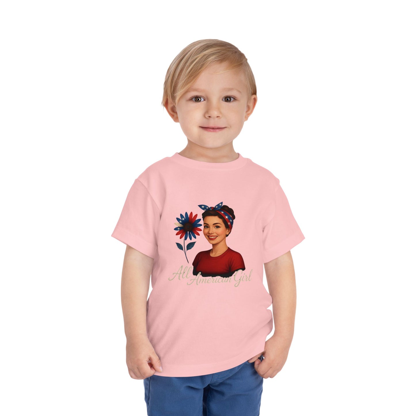 Toddler Tee All American Girl Patriotic Floral Shirt