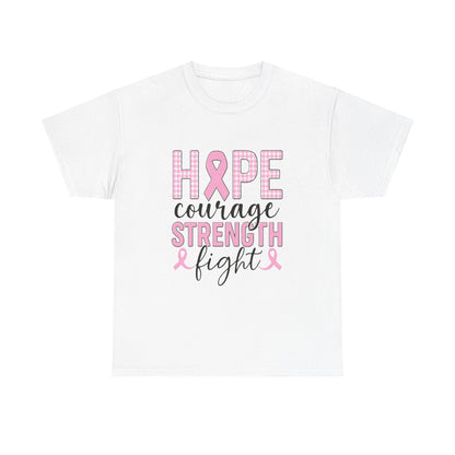 Hope, Courage & Strength Pink Ribbon Awareness Tee