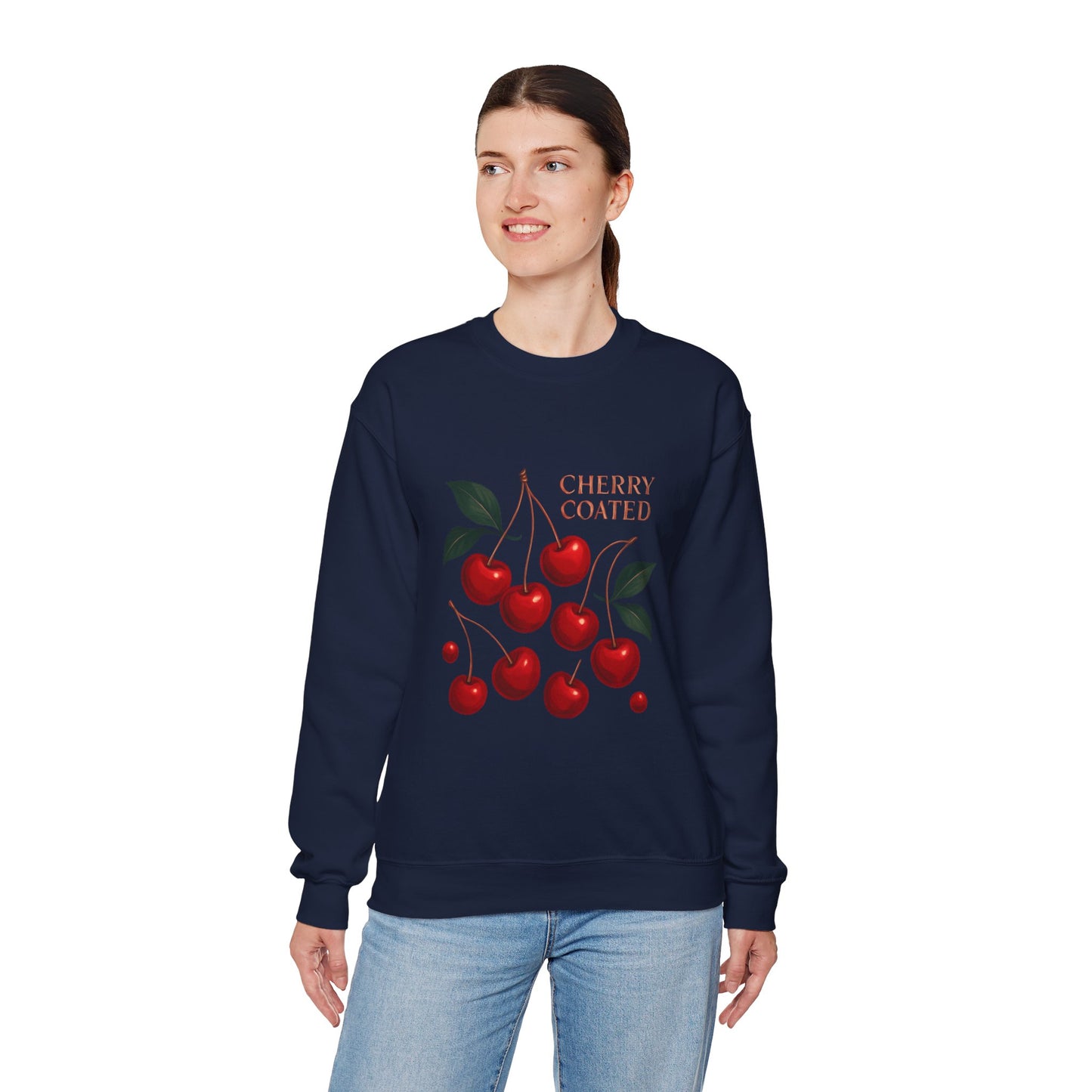 Cherry Coated Crewneck Sweatshirt — Retro Cherry Graphic Pullover