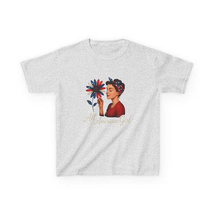 All American Girl Dino Tee - Patriotic Kids Christmas