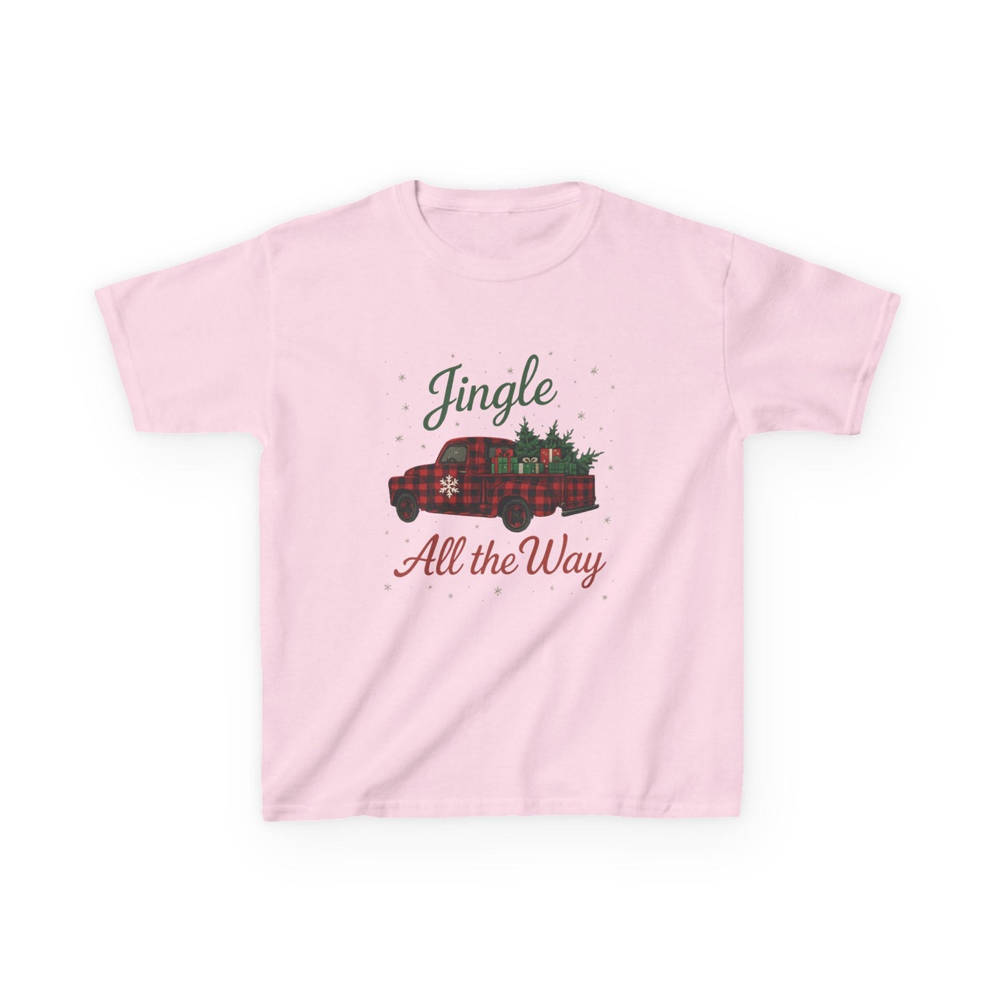 Jingle All The Way Dino Truck Kids Christmas Tee