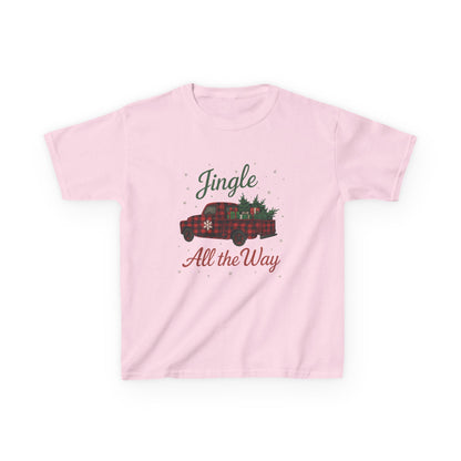 Jingle All The Way Dino Truck Kids Christmas Tee
