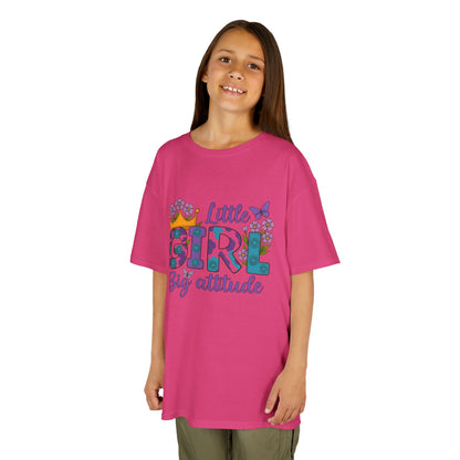 Whimsical Kids Tee for Big Attitude, Fun T-Shirt for Girls, Playful Cotton Shirt, Gift for Birthdays or Celebrations