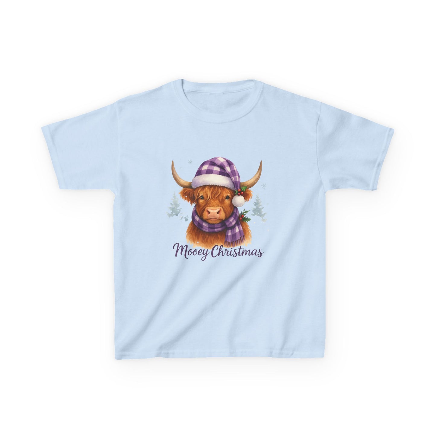Moovey Christmas Highland Cow Kids Tee