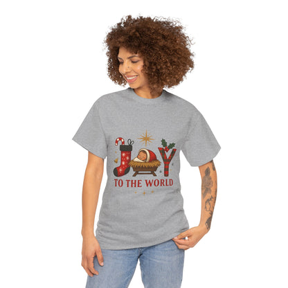 Christmas Joy Unisex Tee with Baby Jesus Illustration