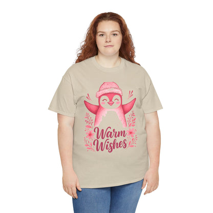 Warm Wishes Pink Penguin Tee - Holiday Tee