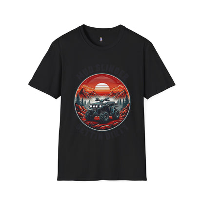 Mud Slinger Unisex Softstyle T-Shirt, Adventure Tee, Off-Road Enthusiast Shirt, Gift for Mud Lovers, Outdoor Sportswear, Gettin Dirty Tee