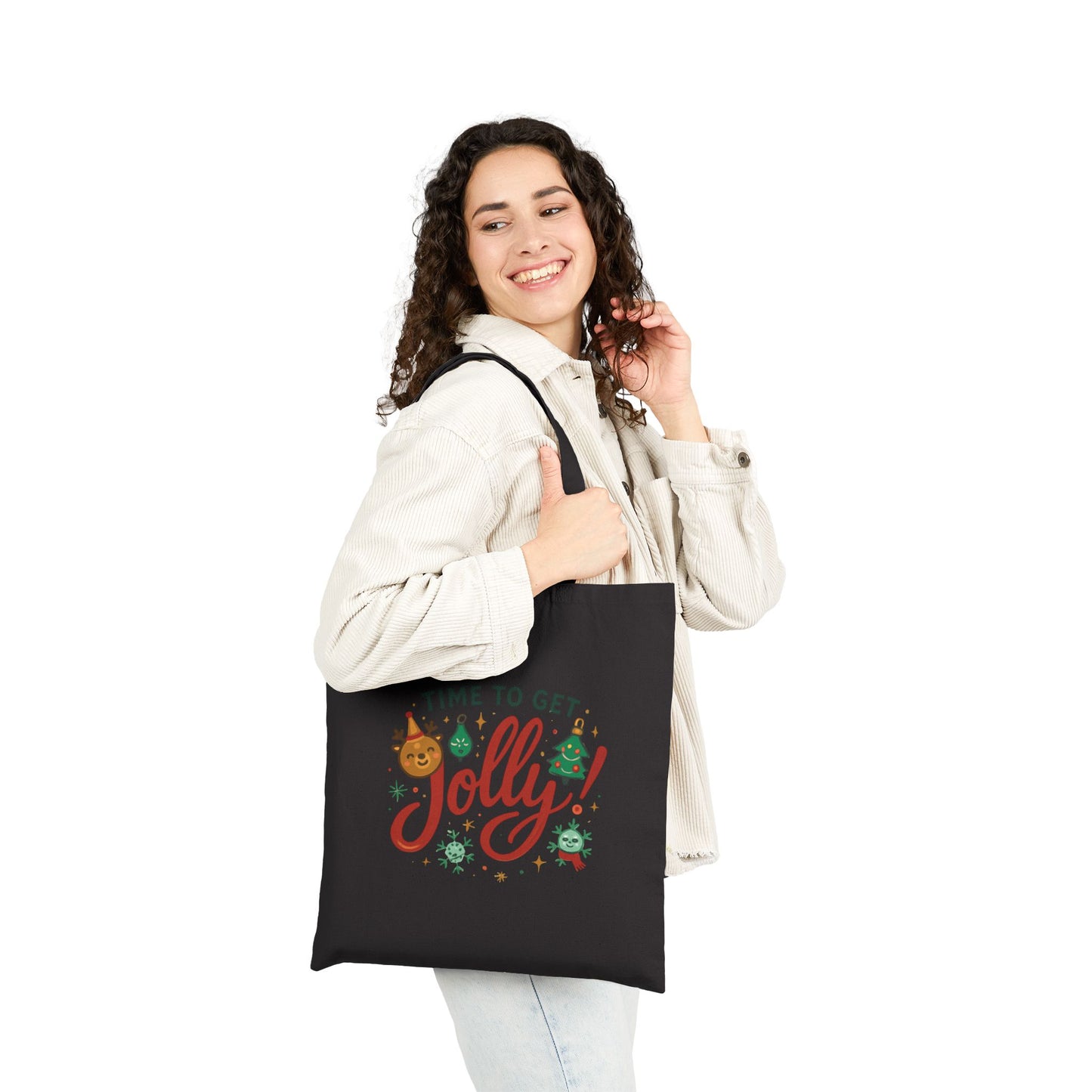 Tote Bag — 'Time to Get Jolly!' Christmas Canvas Tote