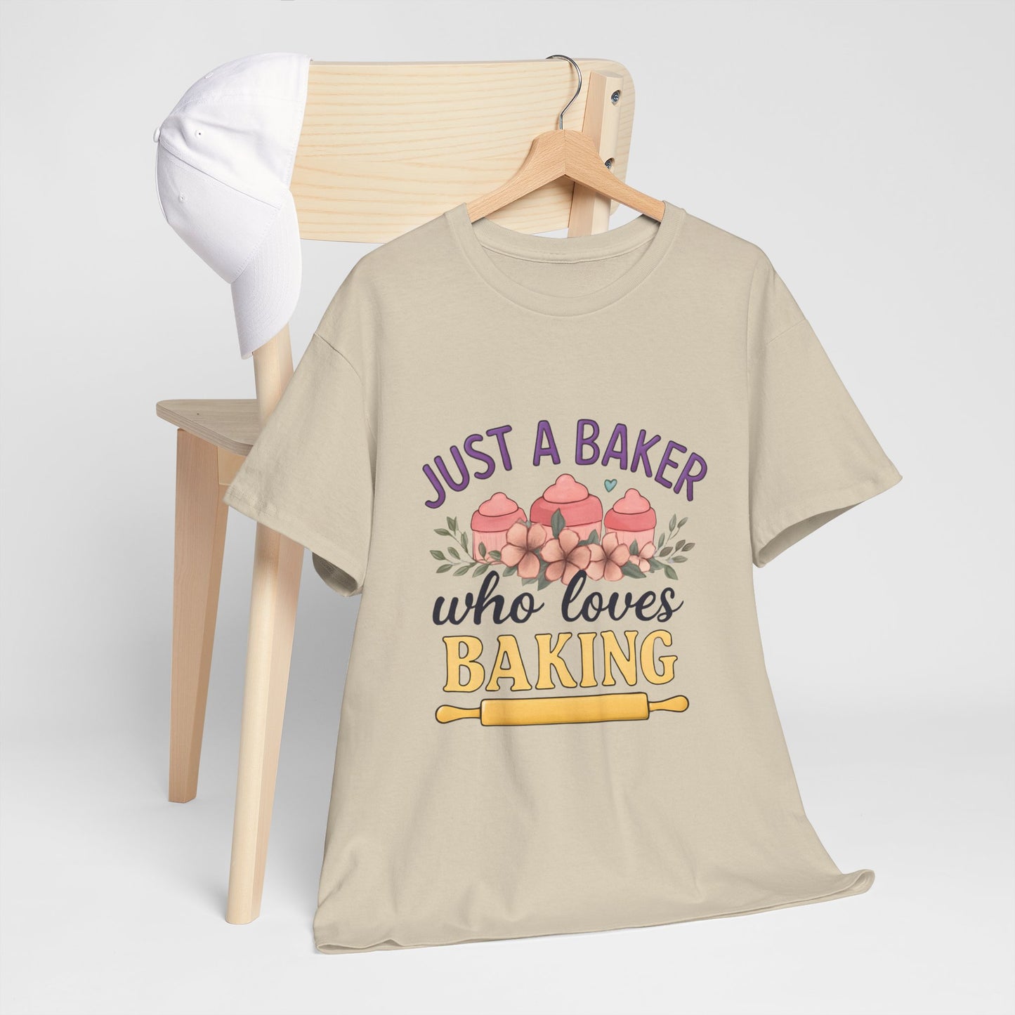 Baking Lover Tee with Cupcake and Rolling Pin Design
