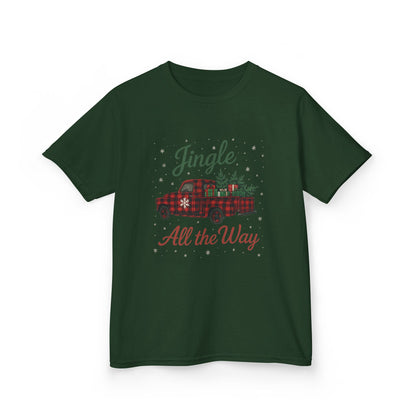 Jingle All The Way Dino Truck Kids Christmas Tee