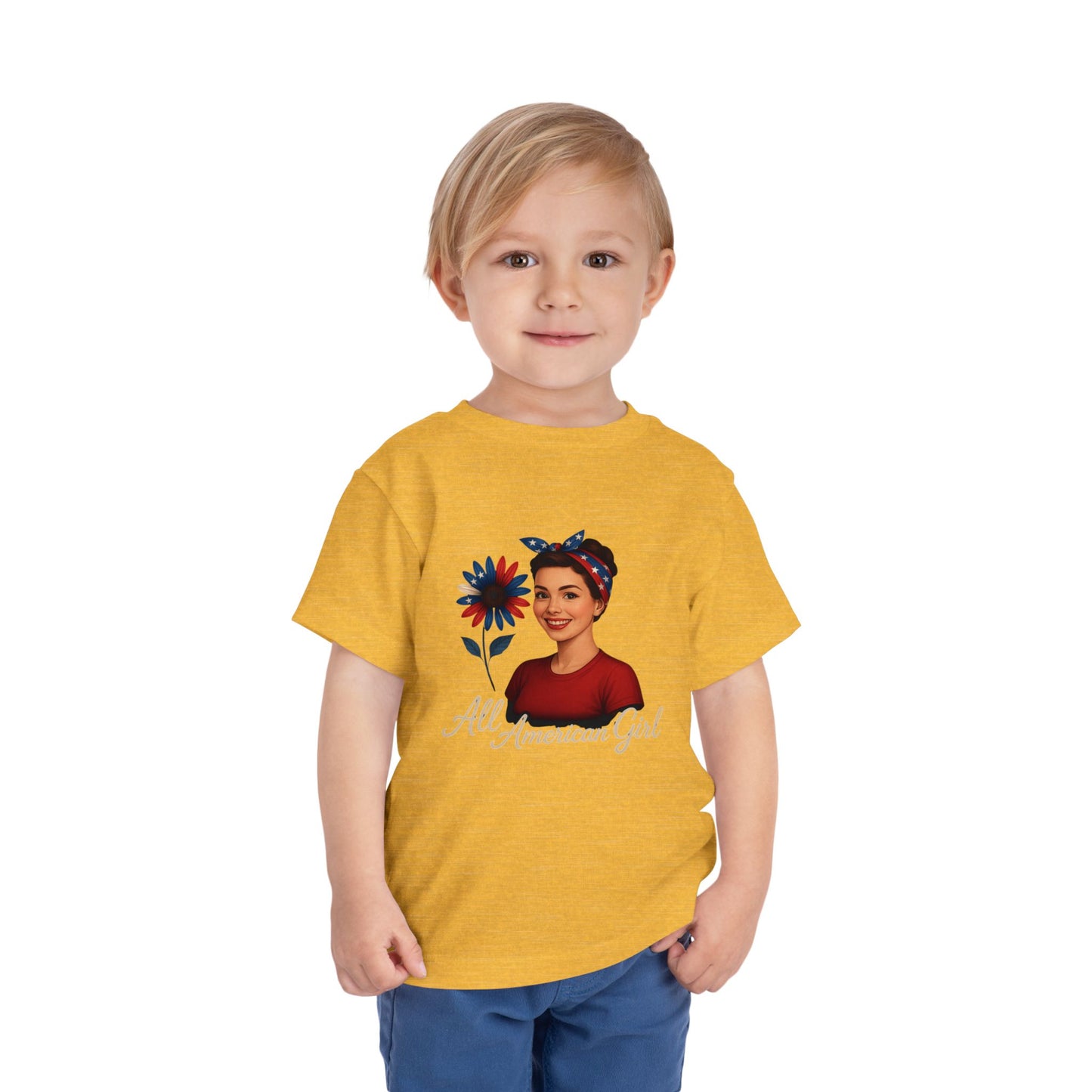 Toddler Tee All American Girl Patriotic Floral Shirt