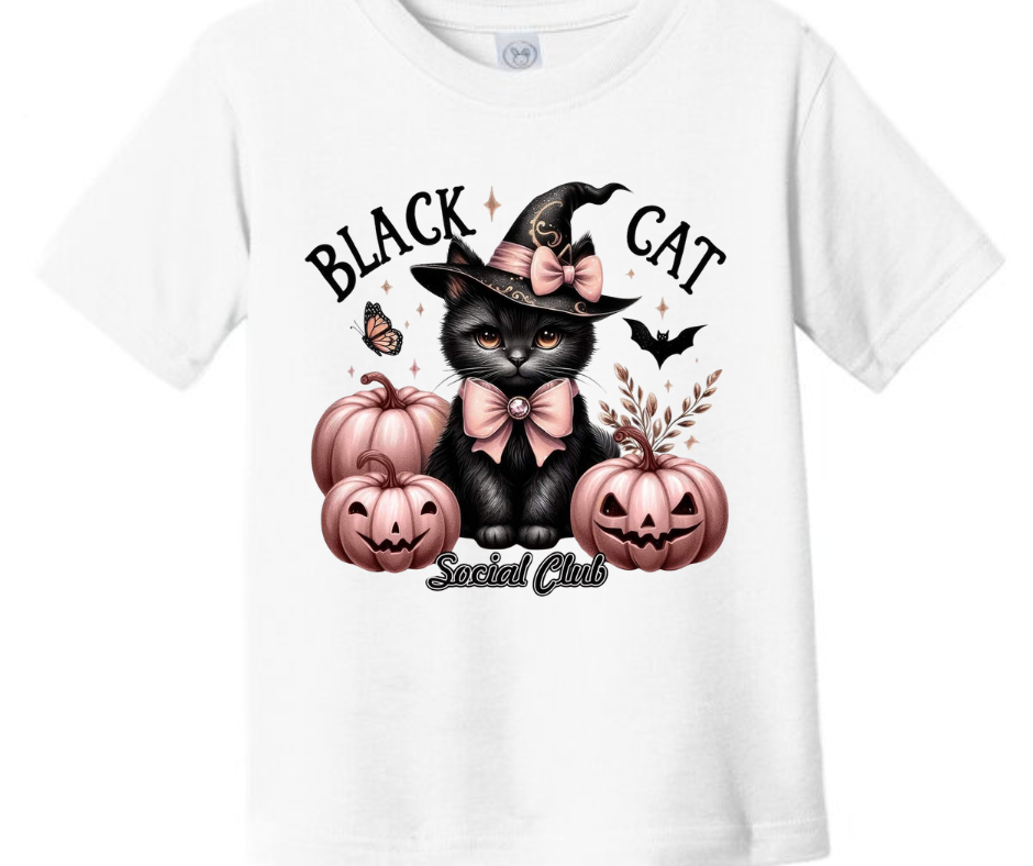 Black Cat Society Club Halloween Kid T-Shirt