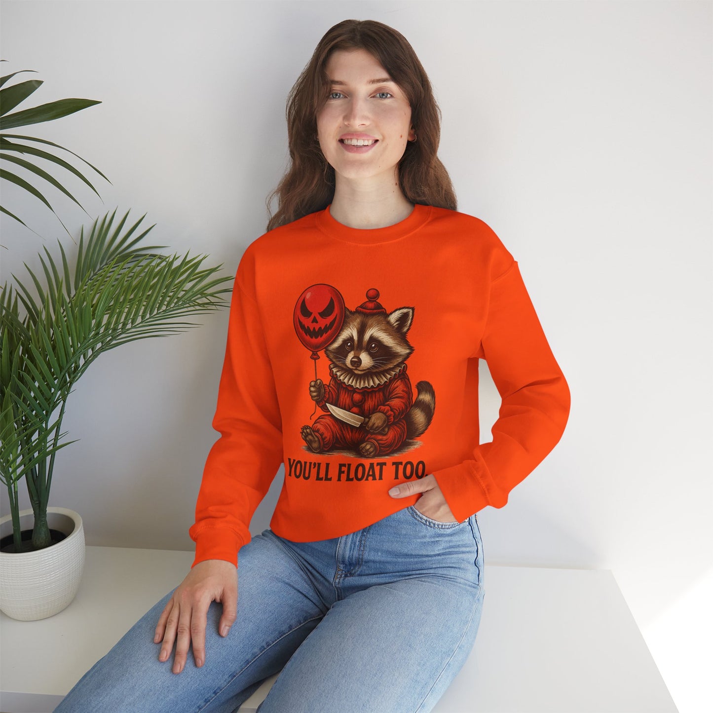Creepy Clown Raccoon Halloween Sweatshirt