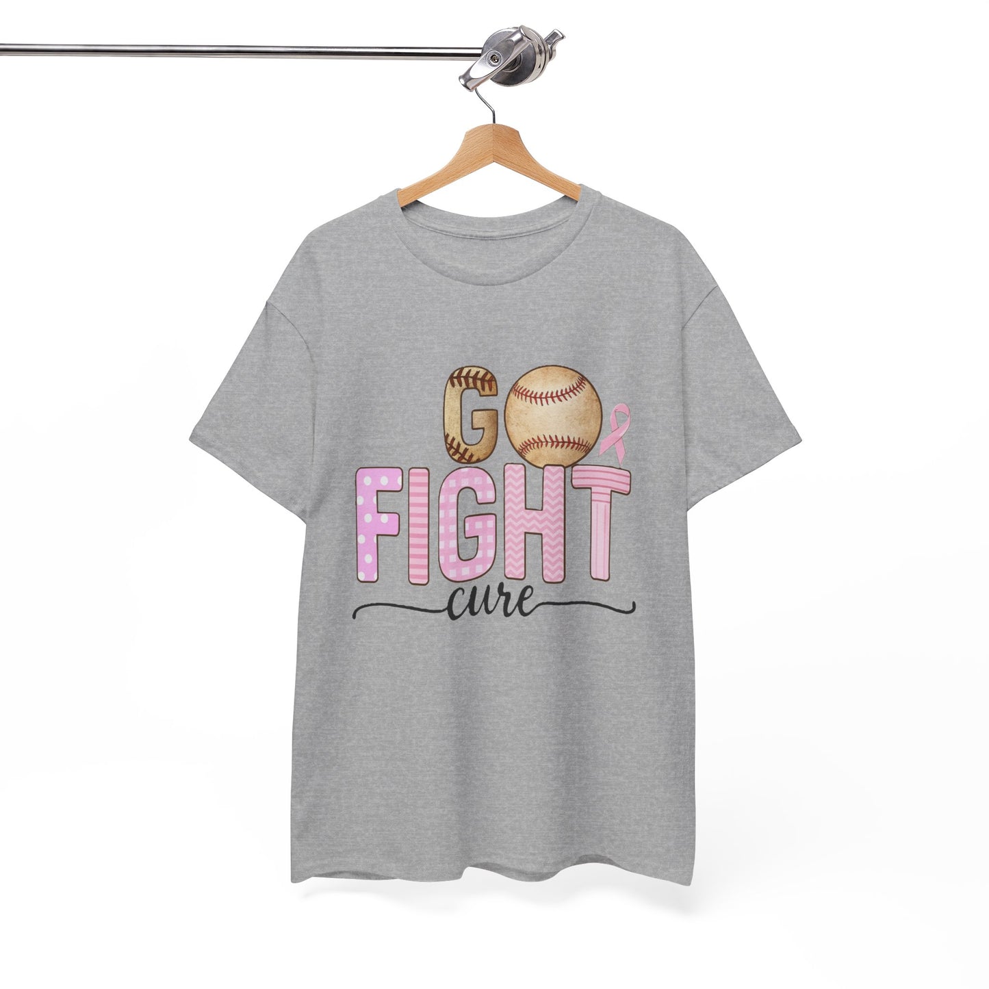 Go Fight Cure Baseball Pink Ribbon Awareness Tee