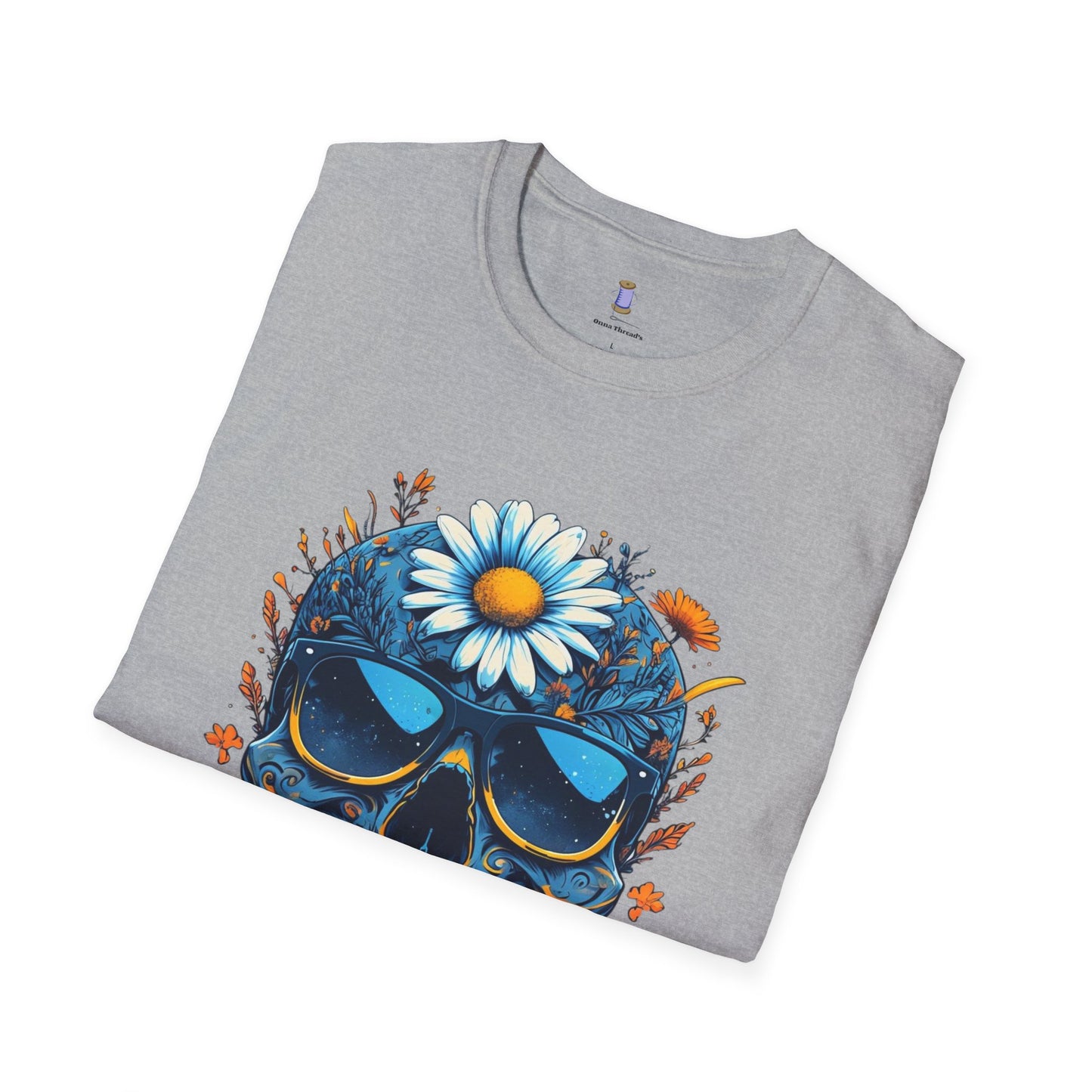 Bohemian Skull T-Shirt - Artistic Graphic Tee for Music Lovers, Festival Attire, Unique Gift, Unisex Softstyle Top