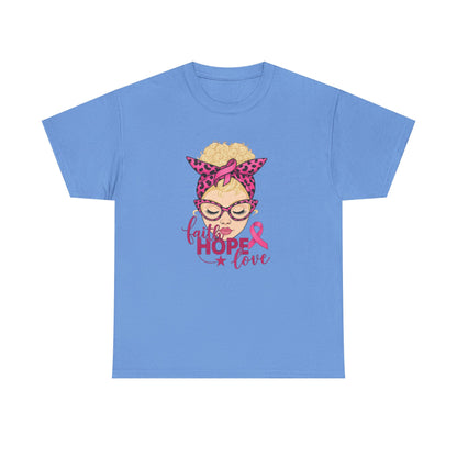 Hope Love Pink Ribbon Tee - Breast Cancer Awareness