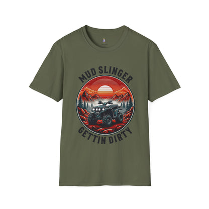Mud Slinger Unisex Softstyle T-Shirt, Adventure Tee, Off-Road Enthusiast Shirt, Gift for Mud Lovers, Outdoor Sportswear, Gettin Dirty Tee