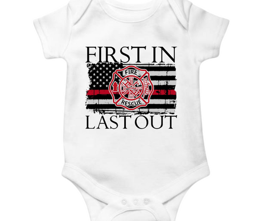 First In Last Out Onesie