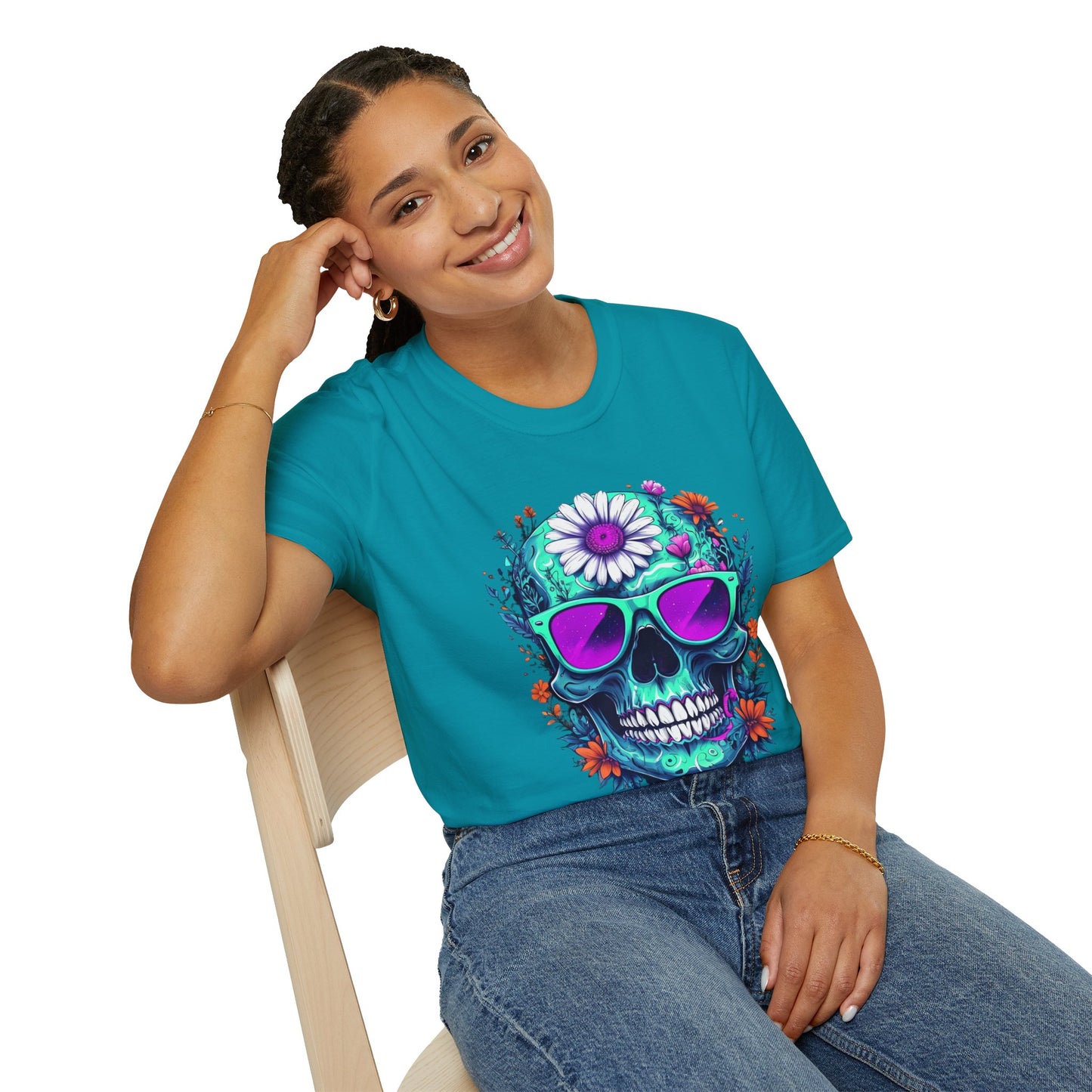 Vibrant Skull Graphic Tee, Edgy Unisex T-Shirt, Festival Wear, Vintage Inspired Tops, Halloween Must-Have, Cool Casual Style