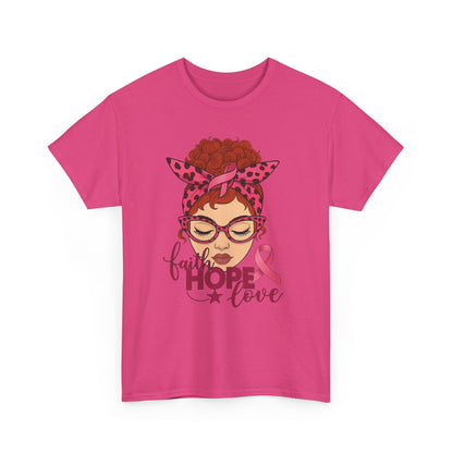 Hope, Faith & Love: Pink Ribbon Awareness Tee
