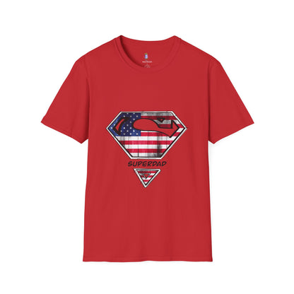 Superdad Patriotic T-Shirt | Unisex Softstyle Tee | Perfect for Father's Day, Dad's Birthday, Casual Wear, Superhero Theme