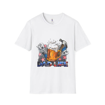 Dad Life Graphic T-Shirt, Unisex Softstyle Tee, Father's Day Gift, Beer Lover Apparel, Casual Weekend Wear, Gifts for Dad