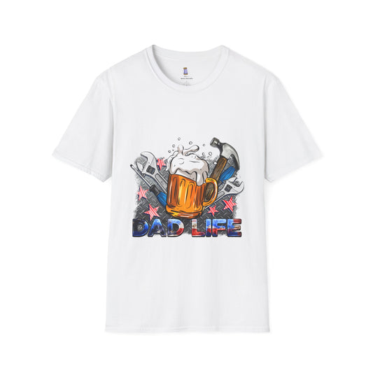 Dad Life Graphic T-Shirt, Unisex Softstyle Tee, Father's Day Gift, Beer Lover Apparel, Casual Weekend Wear, Gifts for Dad