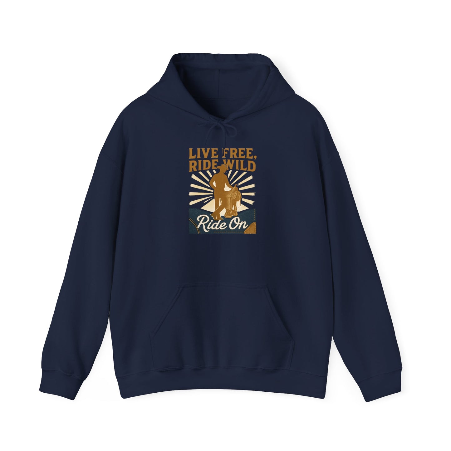 Ride Wild Hoodie — Retro Cowboy "Ride On" Graphic Sweatshirt