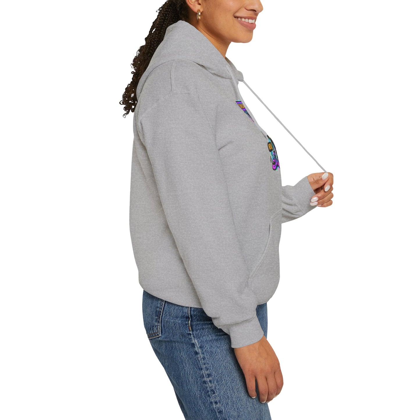 Psychedelic Alien Skate Hoodie — "Down Lord" Neon Graphic Pullover