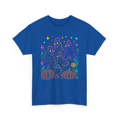 Autumn Glow Chicken Tee – Colorful Farmhouse Pumpkin Shirt