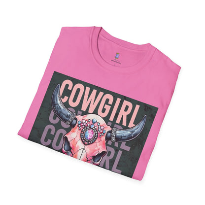 Camiseta con estampado de calavera vaquera, estilo western, unisex, estilo bohemio, ideal para vaqueras, ideal para salidas informales.