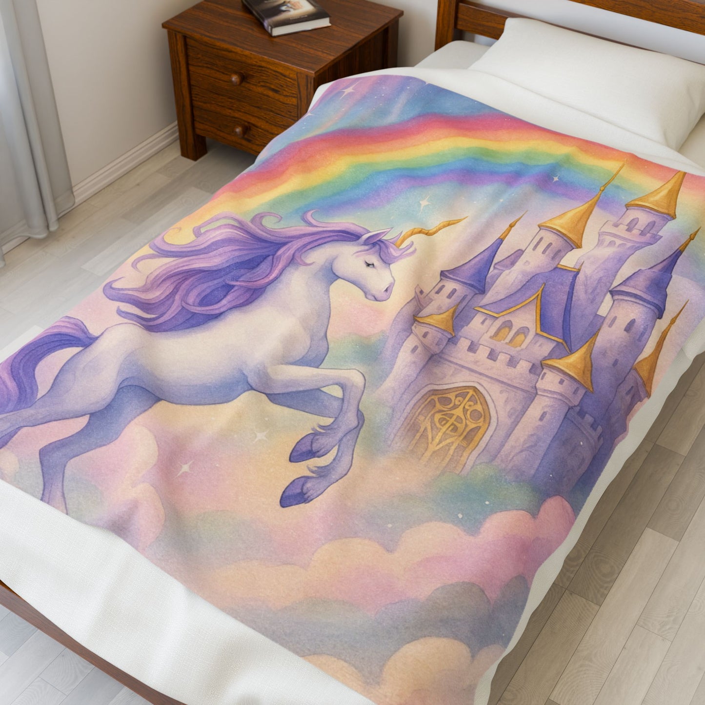 Unicorn Fantasy Plush Blanket, Cozy Kids Blanket, Dreamy Nursery Decor, Magical Gift for Birthdays, Rainbow Blanket for Girls